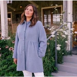 Gal Meets Glam Eloise Wool Blend Pea Coat XL Single Breasted French Blue Pockets